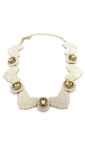 Taşlı Kalp Kolye - Altın