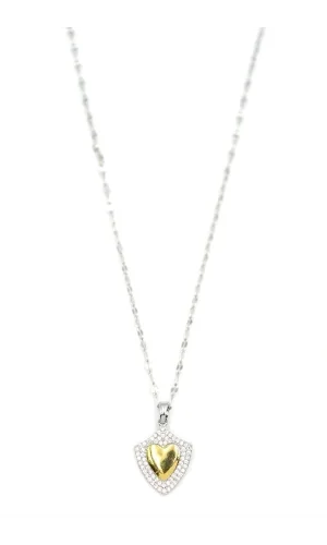 Taşlı Kalp Kolye - Gümüş