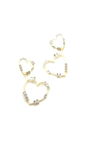 Taşlı Kalp Küpe - Altın