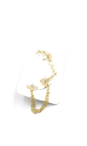 Taşlı Kıkırdak Küpe - Altın