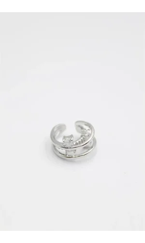 Taşlı Kıkırdak Küpe - Gümüş