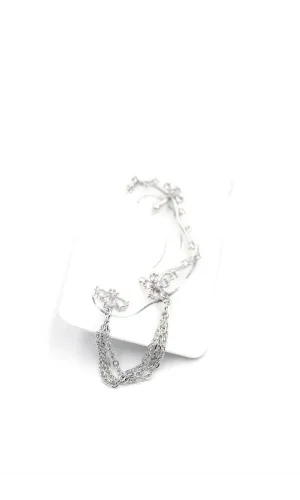 Taşlı Kıkırdak Küpe - Gümüş