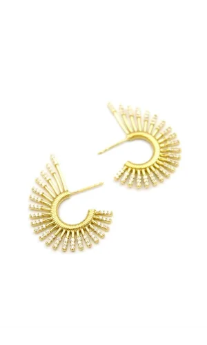 Taşlı Küpe - 14K Altın