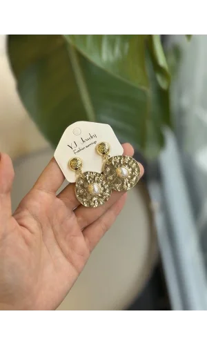 Taşlı Küpe - Altın