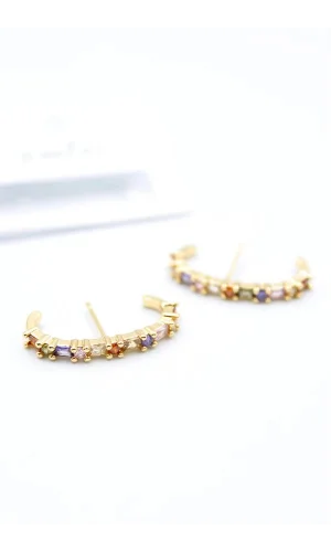 Taşlı Küpe - Altın