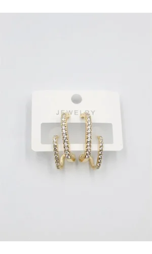 Taşlı Küpe - Altın