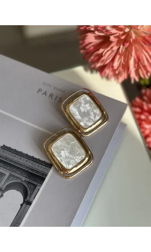 Taşlı Küpe - Beyaz