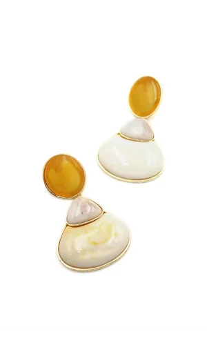 Taşlı Küpe - Krem