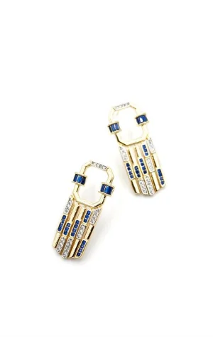 Taşlı Küpe - Mavi