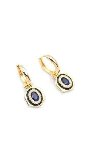 Taşlı Küpe - Mavi