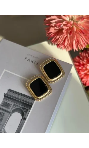 Taşlı Küpe - Siyah