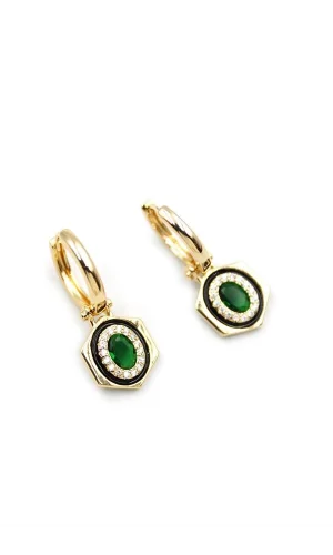 Taşlı Küpe - Yeşil