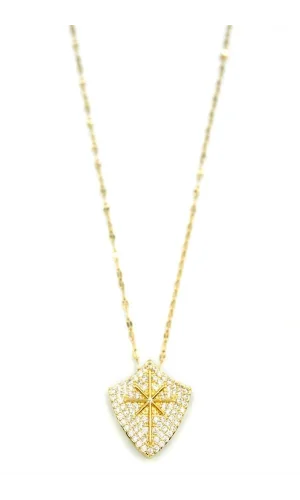 Taşlı Kutup Yıldızı Kolye - Altın