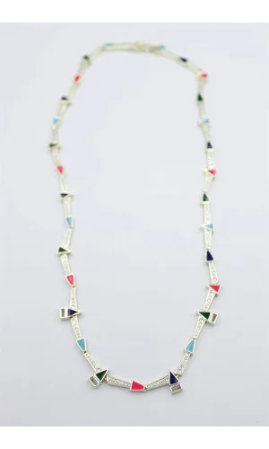 Taşlı Marka Kolye - Altın