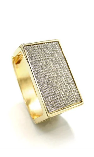 Taşlı Plaka Bilezik - Altın