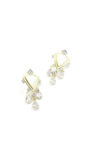 Taşlı Sallantılı Küpe - Altın