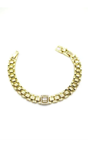 Taşlı Vip Bileklik - 14K Altın