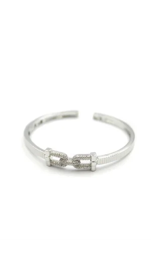 Taşlı Vip Bilezik - Gümüş