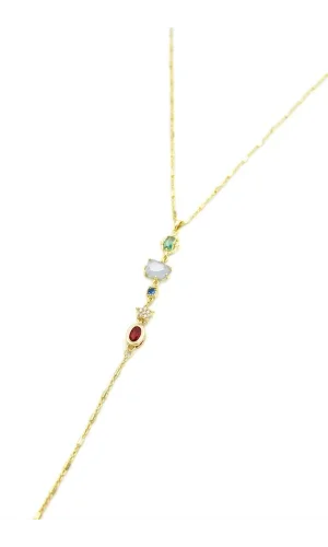 Taşlı Y Kolye - Altın