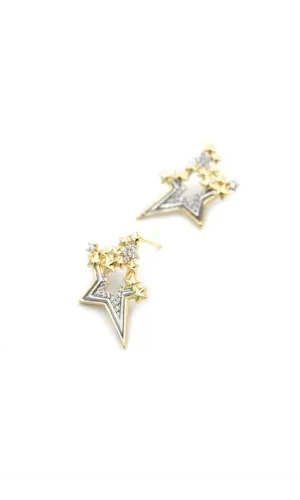 Taşlı Yıldız Küpe - Altın