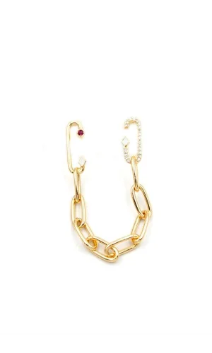 Tek Kulak Zincir Küpe - Altın