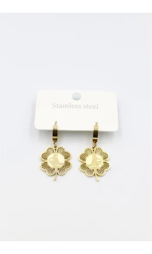 Tuğra Yonca Küpe - Altın