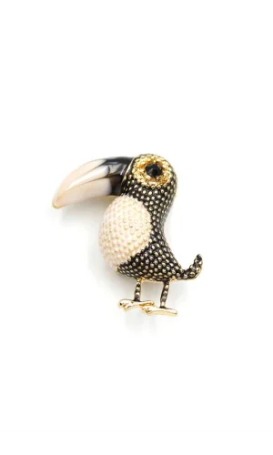 Tukan Kuşu Broş - Siyah