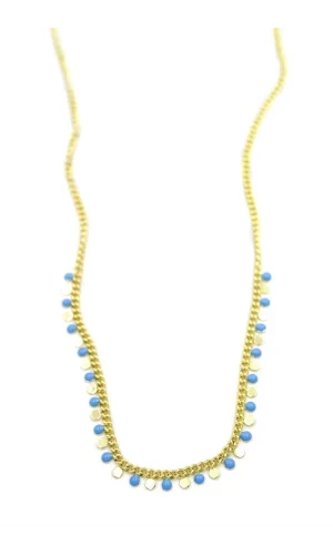 Turkuaz Pullu Kolye - Altın