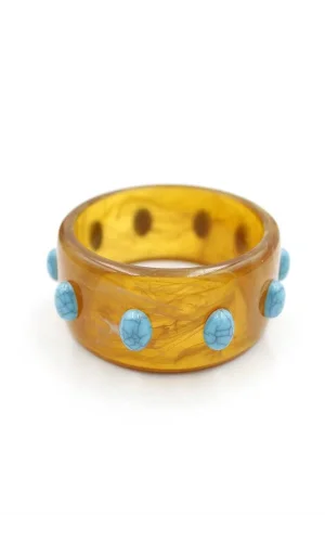 Turkuaz Taşlı Bilezik - Kahverengi