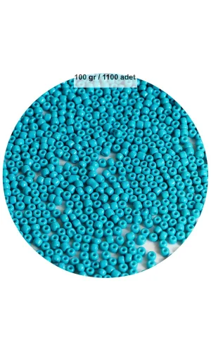 Turquaz Mavi Renk 4 mm Yaklaşık 1100 adet / 100 gram Cam Boncuk Oya Yazma Bileklik ve Kolye