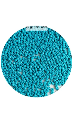 Turquaz Mavi Renk 4 mm Yaklaşık 220 adet/20 gram Cam Boncuk Oya Yazma Bileklik ve Kolye