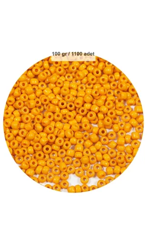 Turuncu Renk 4 mm Yaklaşık 1100 adet / 100 gram Cam Boncuk Oya Yazma Bileklik ve Kolye