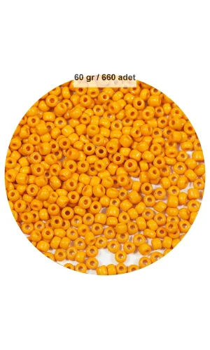 Turuncu Renk 4 mm Yaklaşık 660 adet / 60 gram Cam Boncuk Oya Yazma Bileklik ve Kolye