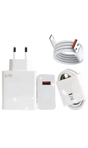 Type-C 67w (Watt) Ultra Hızlı Şarj Aleti Adaptör Kablo Set