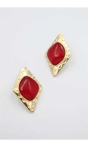 Üçgen Küpe - Kırmızı