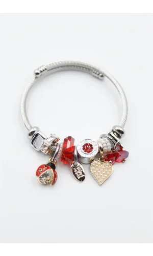 Uğur Böceği Charmlı Bilezik - Kırmızı