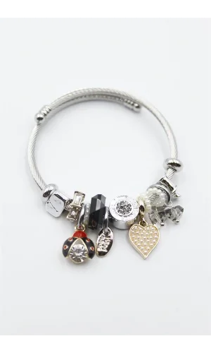 Uğur Böceği Charmlı Bilezik - Siyah