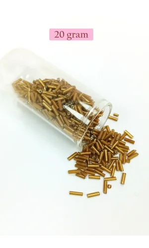 Uzun Boru Kesme Boncuk Çap 2mm Uzunluk 10 mm - 20 Gram - Altın Sarısı - BNC231