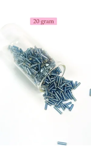 Uzun Boru Kesme Boncuk Çap 2mm Uzunluk 10 mm - 20 Gram - Camgöbeği Mavi - BNC228