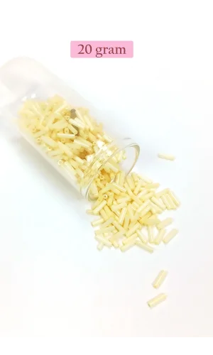 Uzun Boru Kesme Boncuk Çap 2mm Uzunluk 10 mm - 20 Gram - Krem - BNC234