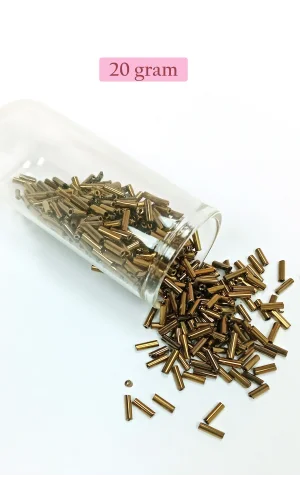 Uzun Boru Kesme Boncuk Çap 2mm Uzunluk 10 mm - 20 Gram - Parlak Gold - BNC249