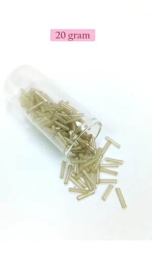 Uzun Boru Kesme Boncuk Çap 2mm Uzunluk 10 mm - 20 Gram - Şeffaf Bej - BNC237
