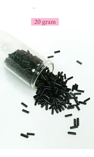 Uzun Boru Kesme Boncuk Çap 2mm Uzunluk 10 mm - 20 Gram - Siyah - BNC241