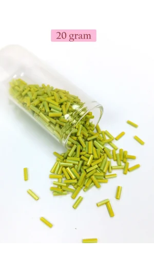 Uzun Boru Kesme Boncuk Çap 2mm Uzunluk 10 mm - 20 Gram - Yeşil - BNC243
