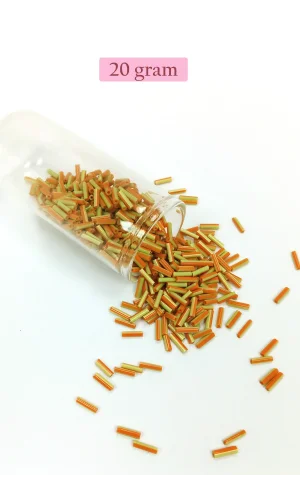 Uzun Boru Kesme Boncuk Çap 2mm Uzunluk 10 mm - 20 Gram - Yeşil Turuncu - BNC261