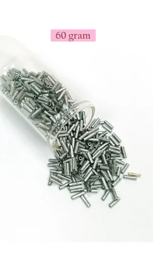 Uzun Boru Kesme Boncuk Çap 2mm Uzunluk 10 mm - 60 Gram - Desenli Gümüş - BNC283