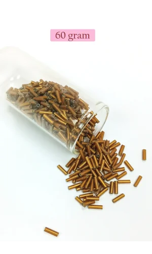 Uzun Boru Kesme Boncuk Çap 2mm Uzunluk 10 mm - 60 Gram - Gold - BNC287