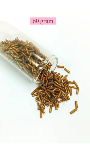Uzun Boru Kesme Boncuk Çap 2mm Uzunluk 10 mm - 60 Gram - Koyu Altın - BNC265