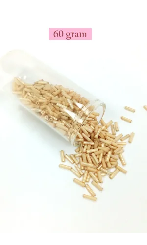 Uzun Boru Kesme Boncuk Çap 2mm Uzunluk 10 mm - 60 Gram - Koyu Krem - BNC268