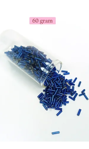 Uzun Boru Kesme Boncuk Çap 2mm Uzunluk 10 mm - 60 Gram - Lacivert - BNC272